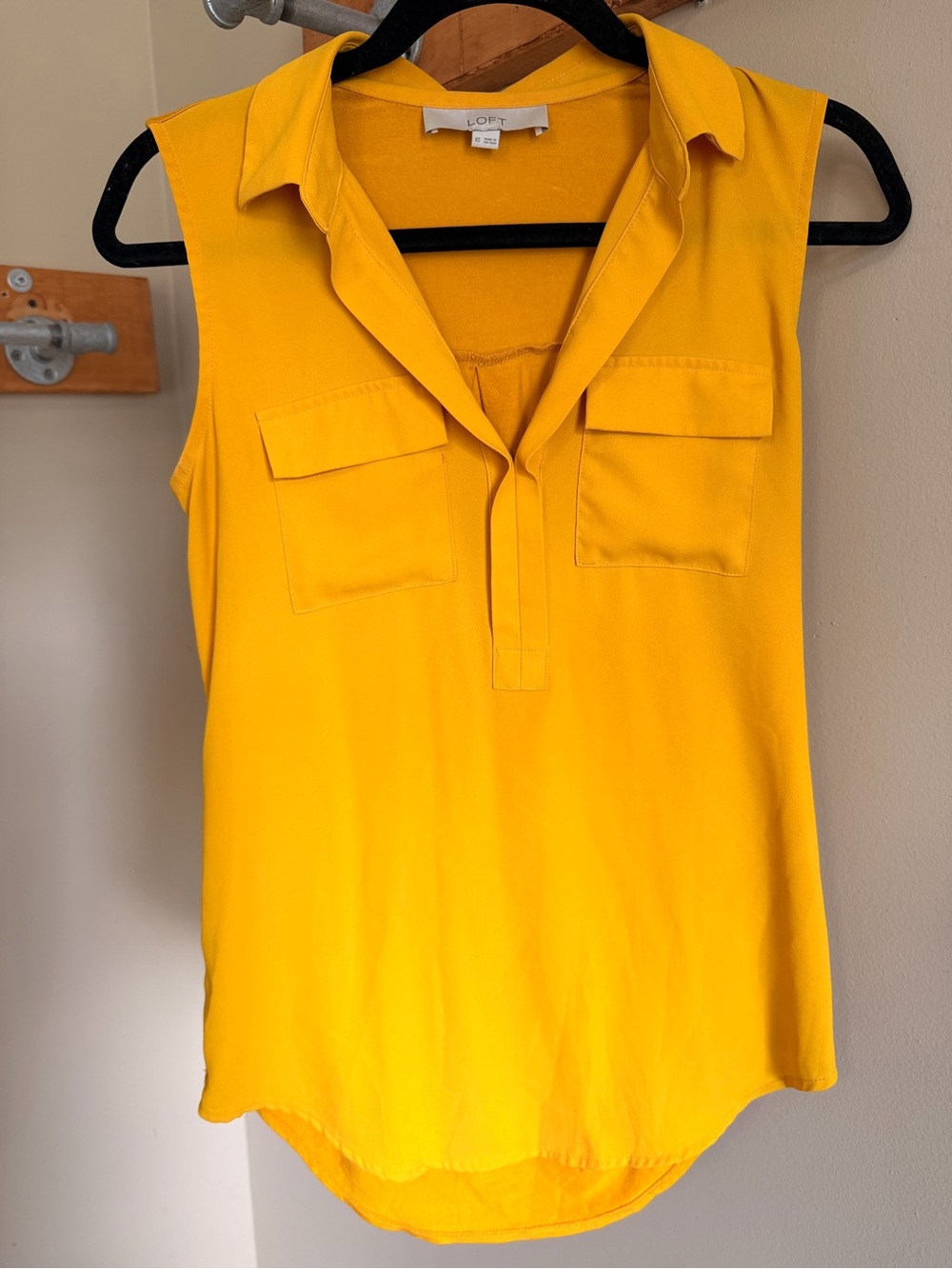 LOFT Sleeveless V-Neck Blouse - Burnt Yellow